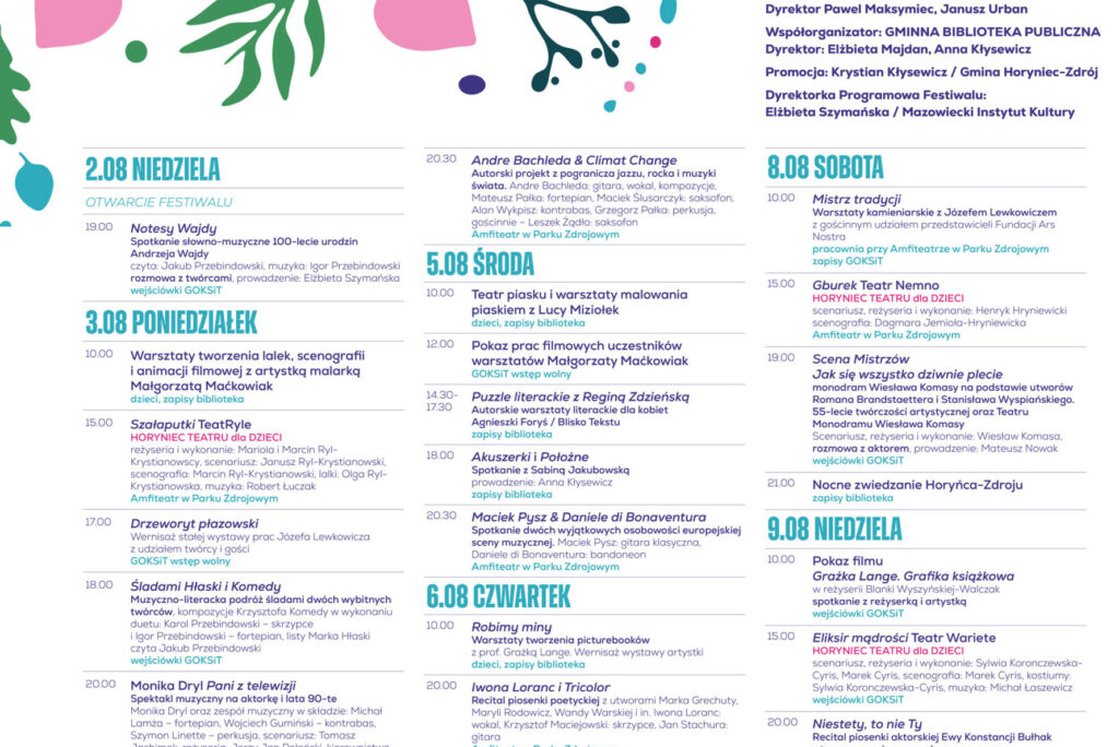 Horyniec – Zdrój Art Festiwal 2026 program